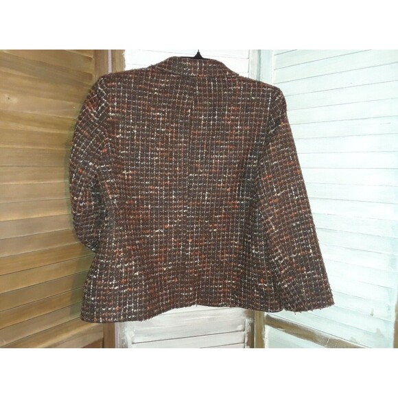 Jones New York Women's Blazer Size 12 Wool-Blend Lined Front Pockets Brown - Picture 2 of 7